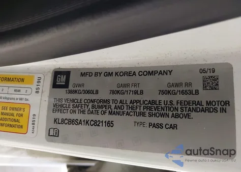 2019 Chevrolet Spark Ls Cvt from USA, damaged, VIN KL8CB6SA1KC821165